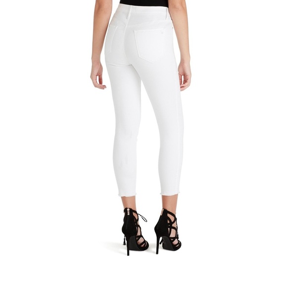 Adored High Rise Ankle Skinny Jeans in White Stretchy Raw Hem Size‎ 28 US 6 - Picture 2 of 13